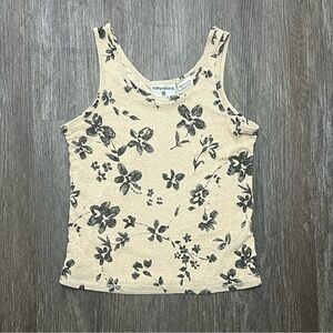 Kathy Ireland Beige and Black Floral Tank Top